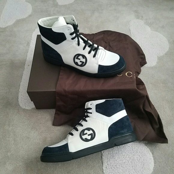 Gucci Other - NIB Gucci High Top Logo Suede Sneakers 10.5